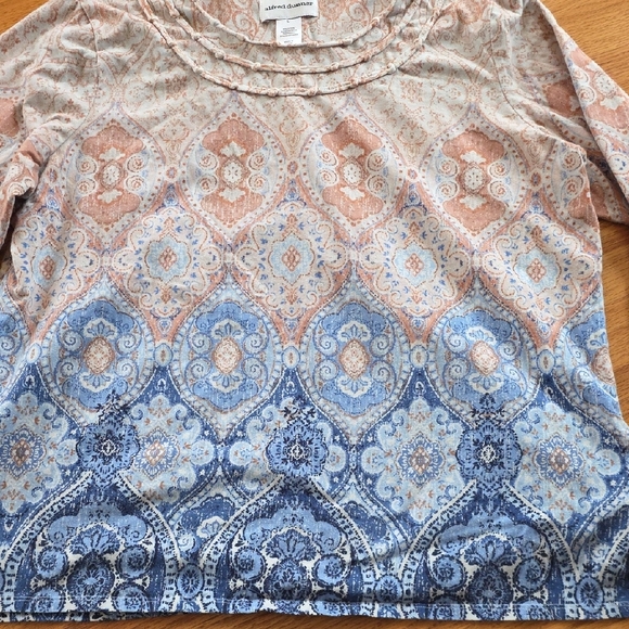 Alfred Dunner Women's Boho Pattern Blouse - Blue and Pink - Picture 5 of 5